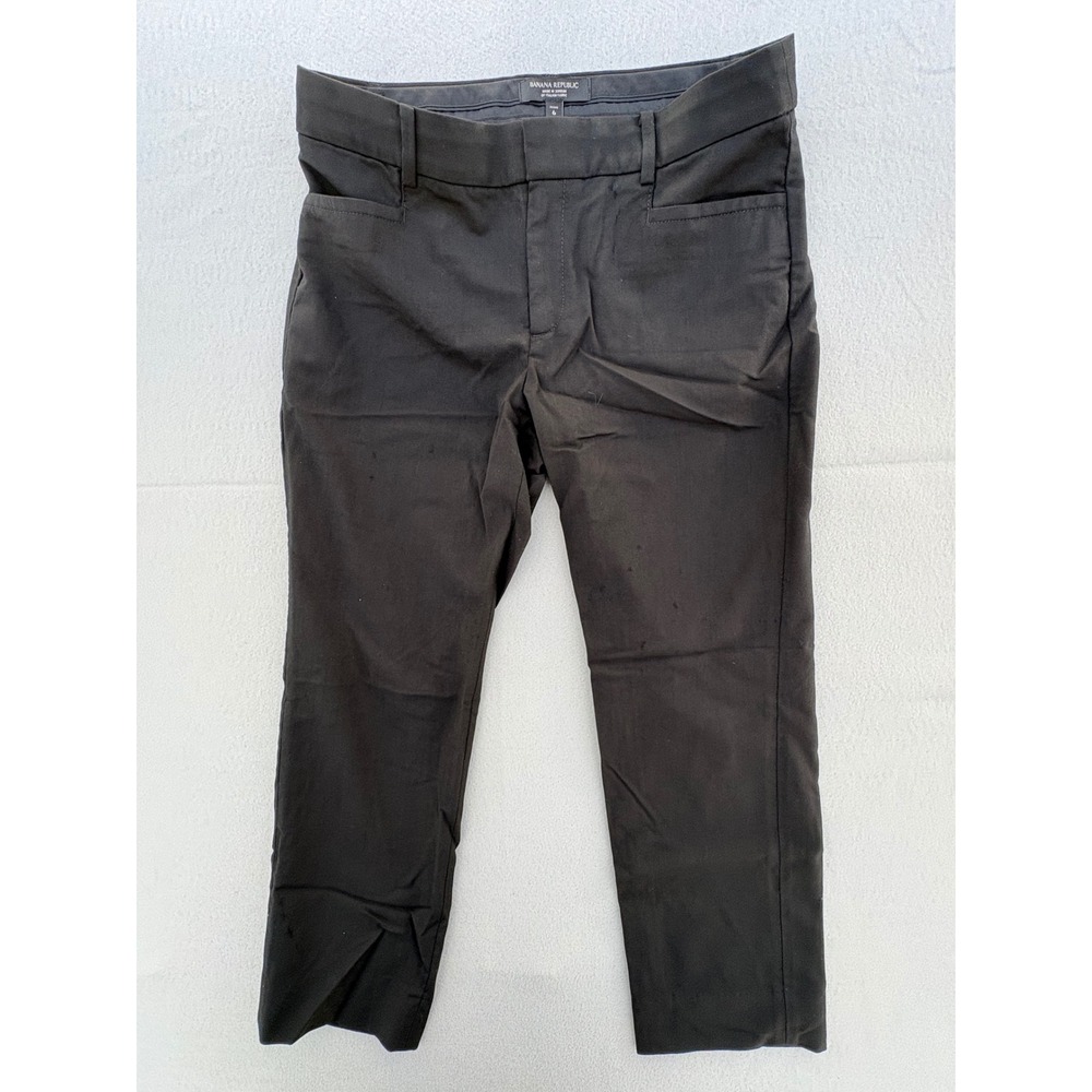 Banana Republic Sloan Pants Petite 6 Black Italian Wool Blend Trousers‎ Dress